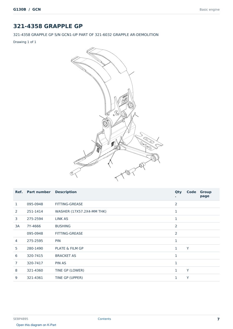 Caterpillar G130B S/N GCN Partsbook SEBP4895 (English) - sample page 7 of 10 Caterpillar G130B S/N GCN Partsbook SEBP4895 (English) - sample page 7 of 10