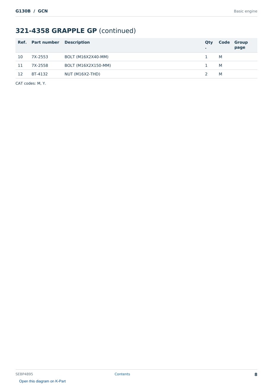 Caterpillar G130B S/N GCN Partsbook SEBP4895 (English) - sample page 8 of 10 Caterpillar G130B S/N GCN Partsbook SEBP4895 (English) - sample page 8 of 10