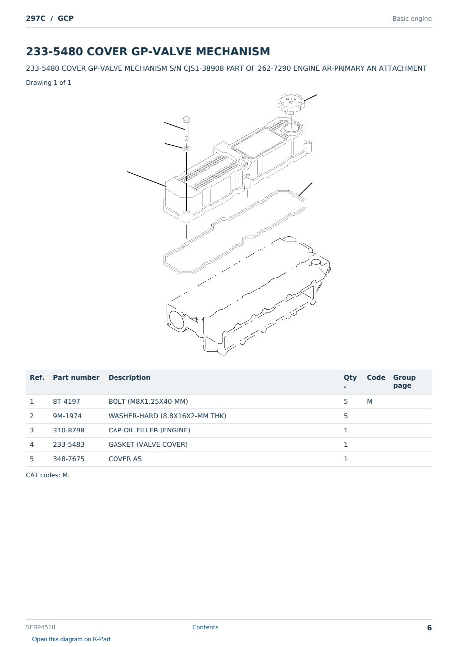 Caterpillar 297C S/N GCP Partsbook SEBP4518 (English) - sample page 6 of 10 Caterpillar 297C S/N GCP Partsbook SEBP4518 (English) - sample page 6 of 10