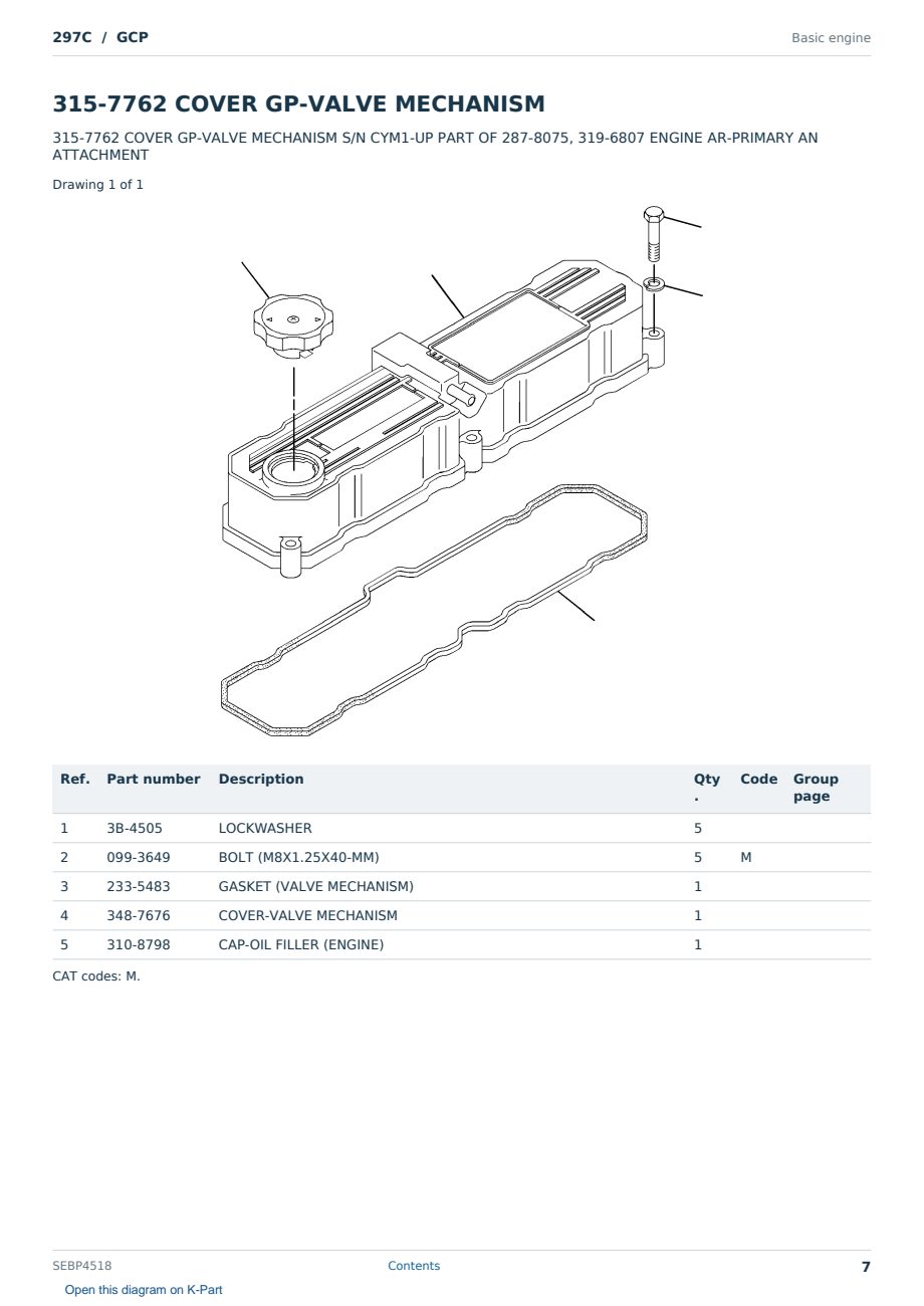 Caterpillar 297C S/N GCP Partsbook SEBP4518 (English) - sample page 7 of 10 Caterpillar 297C S/N GCP Partsbook SEBP4518 (English) - sample page 7 of 10