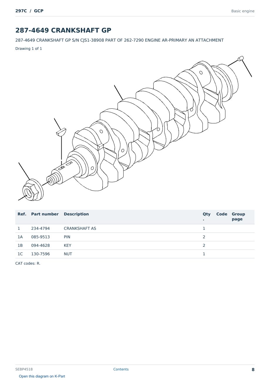 Caterpillar 297C S/N GCP Partsbook SEBP4518 (English) - sample page 8 of 10 Caterpillar 297C S/N GCP Partsbook SEBP4518 (English) - sample page 8 of 10