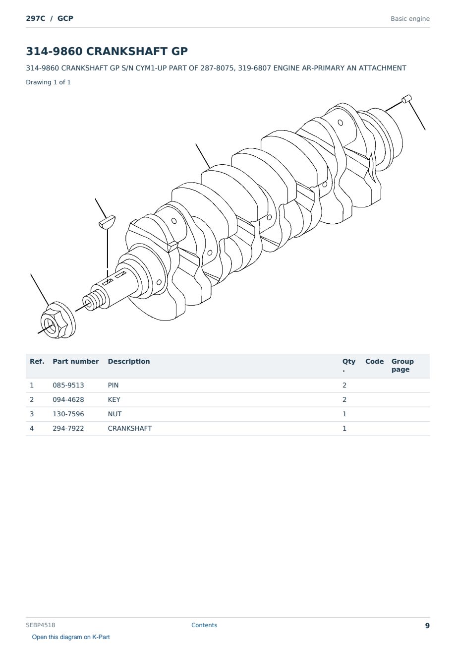 Caterpillar 297C S/N GCP Partsbook SEBP4518 (English) - sample page 9 of 10 Caterpillar 297C S/N GCP Partsbook SEBP4518 (English) - sample page 9 of 10