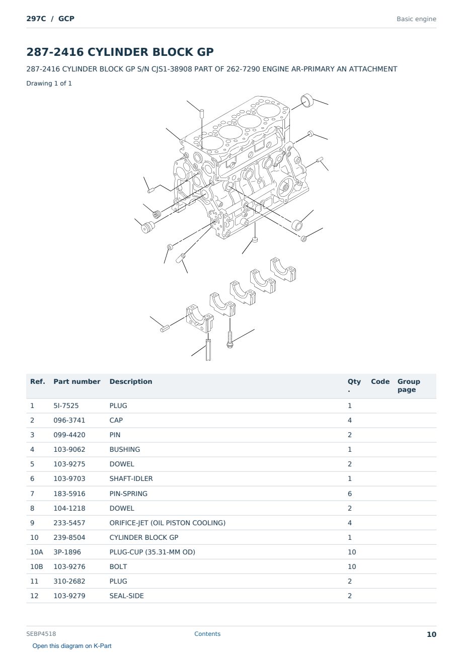 Caterpillar 297C S/N GCP Partsbook SEBP4518 (English) - sample page 10 of 10 Caterpillar 297C S/N GCP Partsbook SEBP4518 (English) - sample page 10 of 10