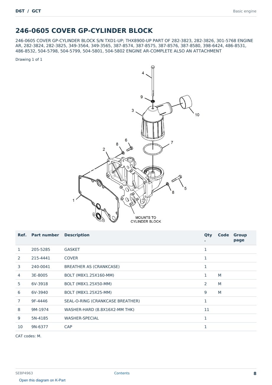 Caterpillar D6T S/N GCT Partsbook SEBP4963 (English) - sample page 8 of 10 Caterpillar D6T S/N GCT Partsbook SEBP4963 (English) - sample page 8 of 10