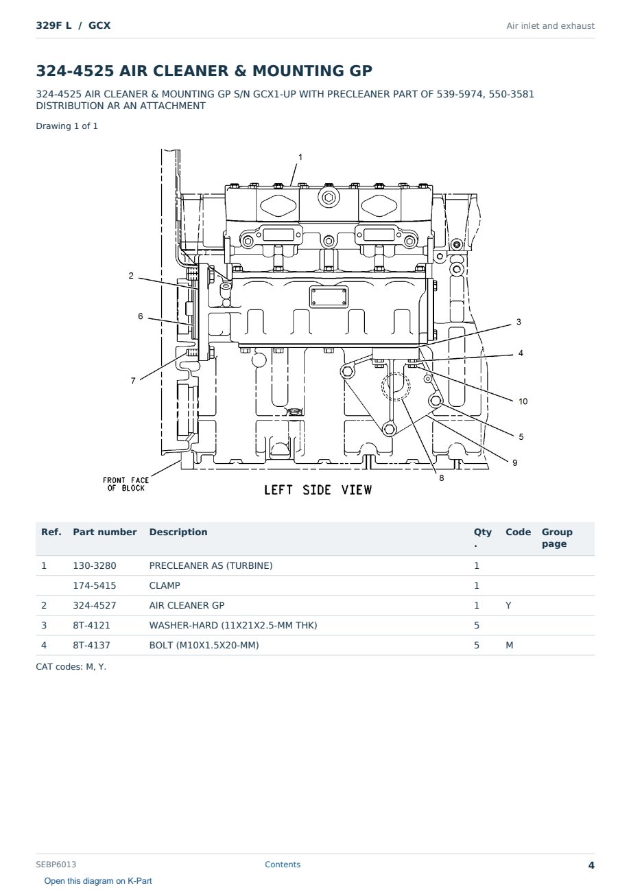 Caterpillar 329F L S/N GCX Partsbook SEBP6013 (English) - sample page 4 of 10 Caterpillar 329F L S/N GCX Partsbook SEBP6013 (English) - sample page 4 of 10
