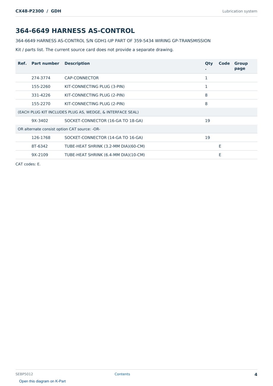 Caterpillar CX48-P2300 S/N GDH Partsbook SEBP5012 (English) - sample page 4 of 10 Caterpillar CX48-P2300 S/N GDH Partsbook SEBP5012 (English) - sample page 4 of 10