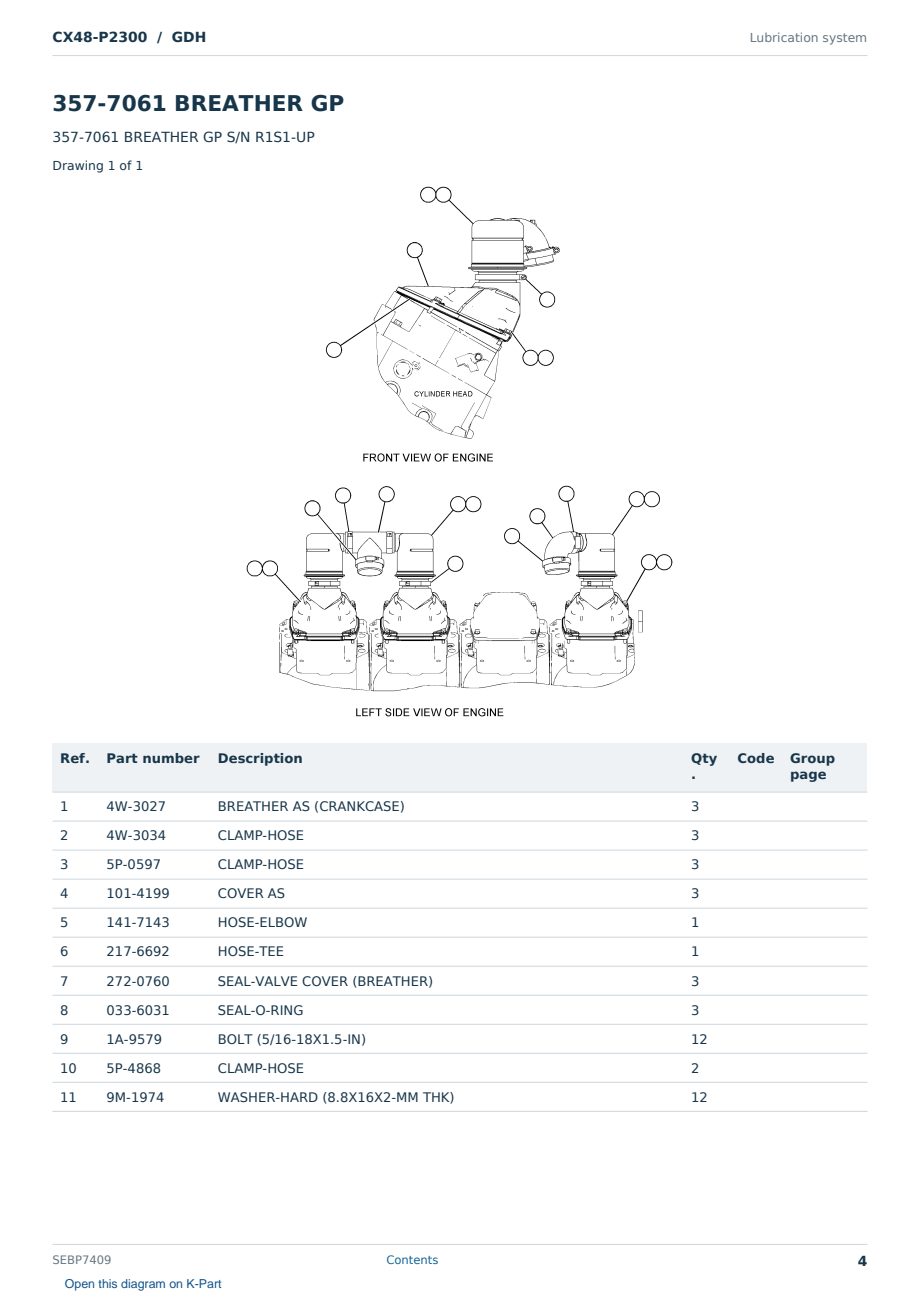 Caterpillar CX48-P2300 S/N GDH Partsbook SEBP7409 (English) - sample page 4 of 10 Caterpillar CX48-P2300 S/N GDH Partsbook SEBP7409 (English) - sample page 4 of 10