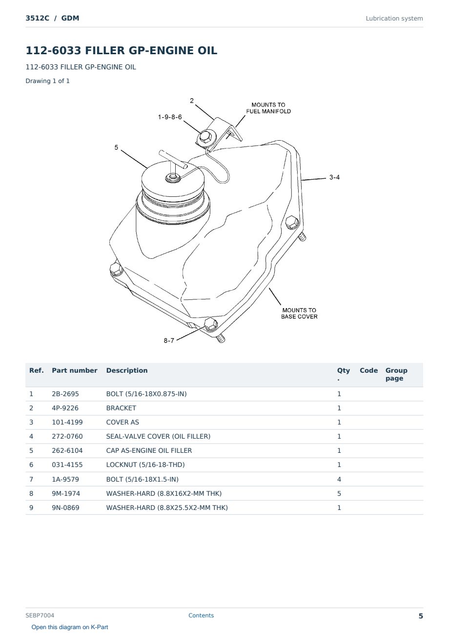 Caterpillar 3512C S/N GDM Partsbook SEBP7004 (English) - sample page 5 of 10 Caterpillar 3512C S/N GDM Partsbook SEBP7004 (English) - sample page 5 of 10