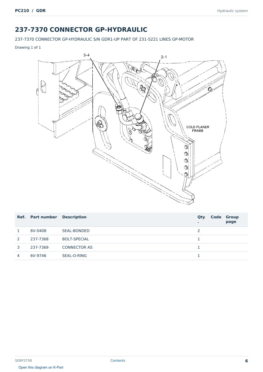 Caterpillar PC210 S/N GDR Partsbook SEBP3758 (English) - sample page 6 of 10 Caterpillar PC210 S/N GDR Partsbook SEBP3758 (English) - sample page 6 of 10