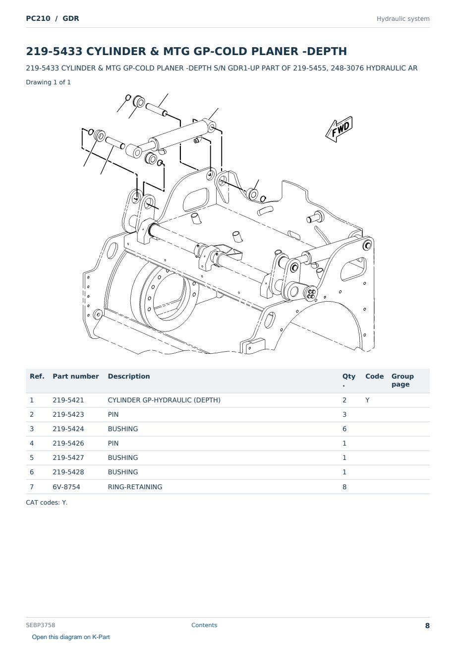Caterpillar PC210 S/N GDR Partsbook SEBP3758 (English) - sample page 8 of 10 Caterpillar PC210 S/N GDR Partsbook SEBP3758 (English) - sample page 8 of 10