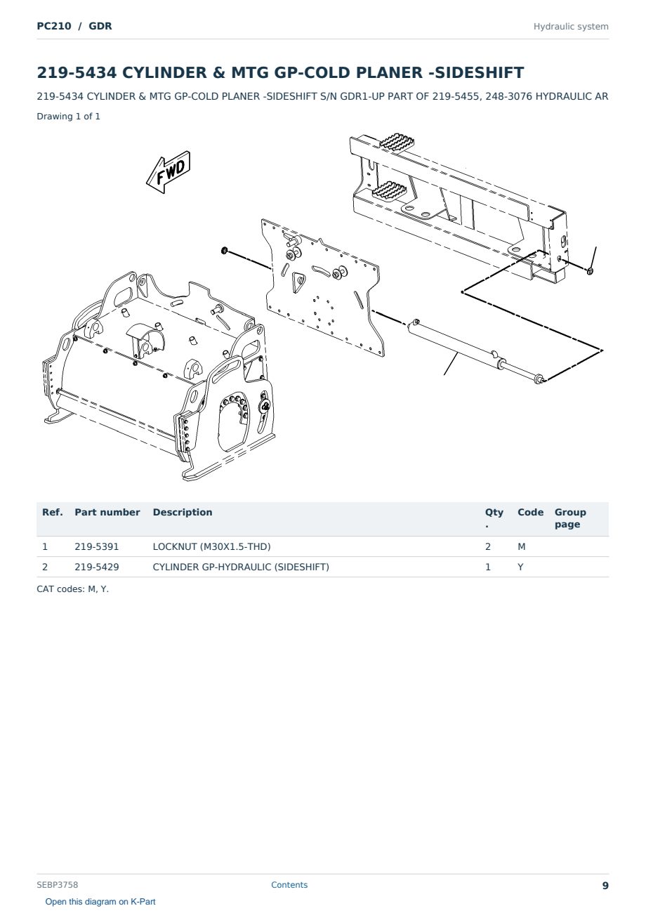 Caterpillar PC210 S/N GDR Partsbook SEBP3758 (English) - sample page 9 of 10 Caterpillar PC210 S/N GDR Partsbook SEBP3758 (English) - sample page 9 of 10