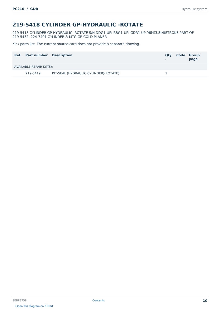 Caterpillar PC210 S/N GDR Partsbook SEBP3758 (English) - sample page 10 of 10 Caterpillar PC210 S/N GDR Partsbook SEBP3758 (English) - sample page 10 of 10
