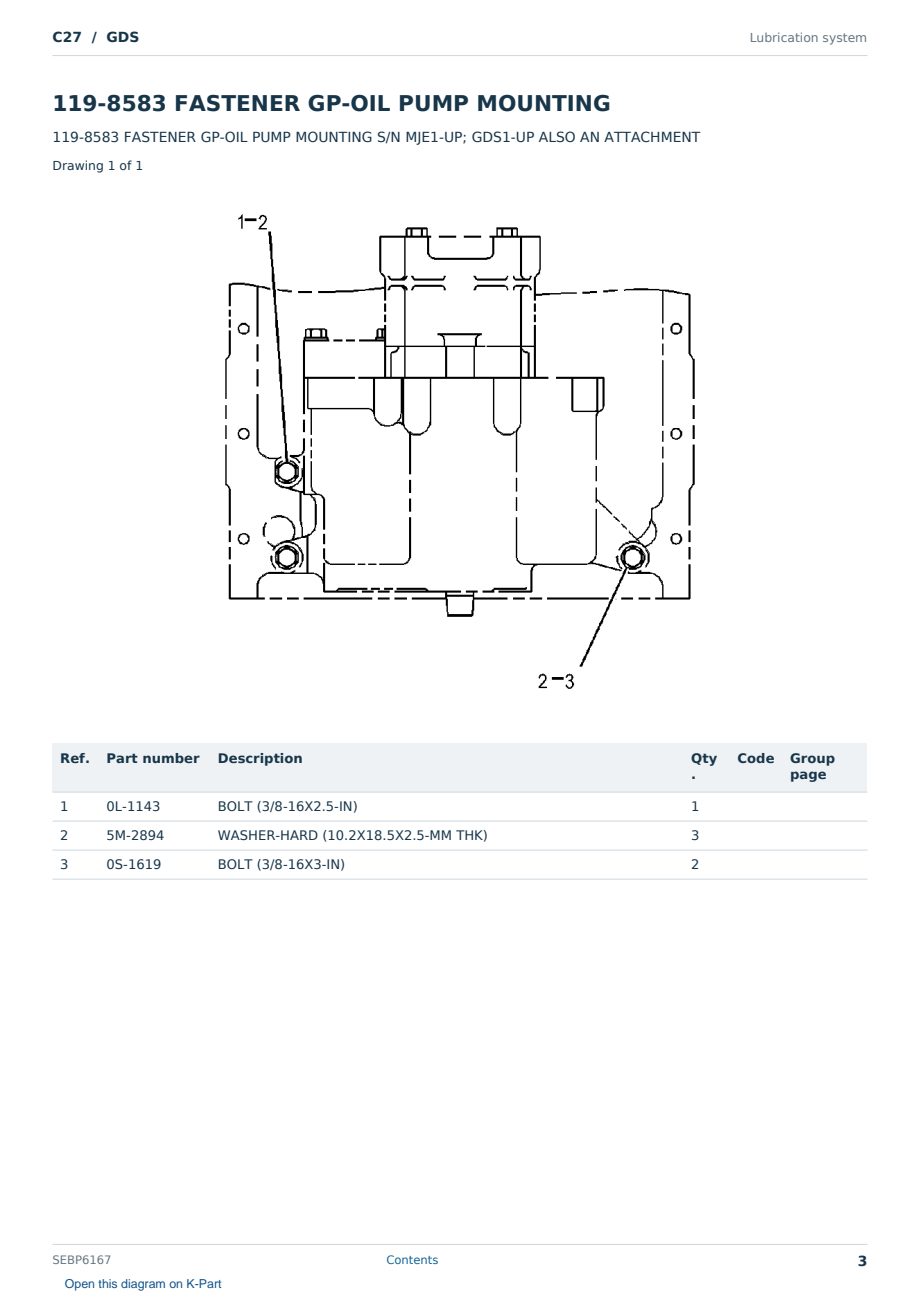 Caterpillar C27 S/N GDS Partsbook SEBP6167 (English) - sample page 3 of 10 Caterpillar C27 S/N GDS Partsbook SEBP6167 (English) - sample page 3 of 10