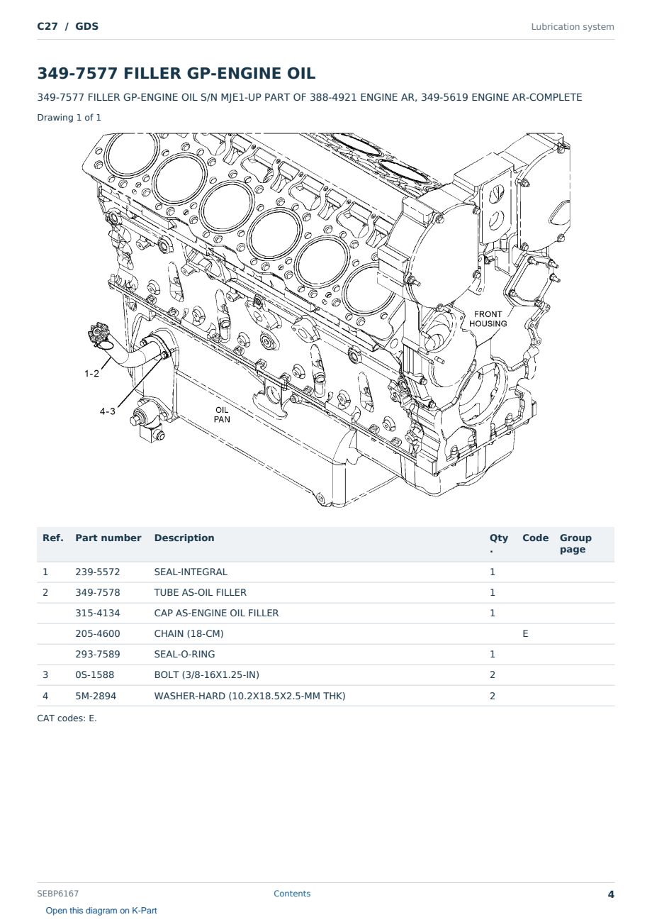 Caterpillar C27 S/N GDS Partsbook SEBP6167 (English) - sample page 4 of 10 Caterpillar C27 S/N GDS Partsbook SEBP6167 (English) - sample page 4 of 10