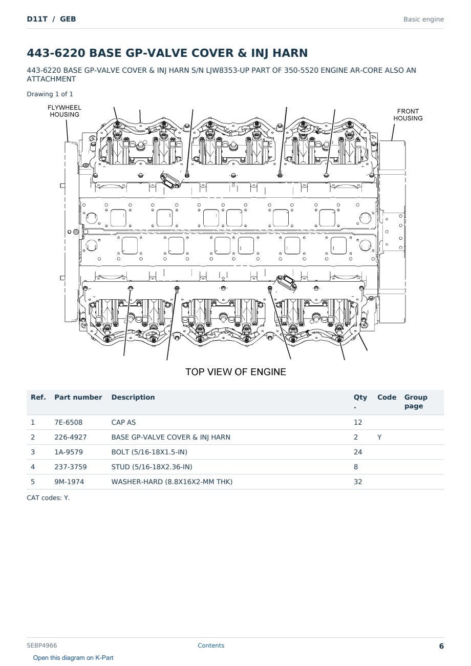 Caterpillar D11T S/N GEB Partsbook SEBP4966 (English) - sample page 6 of 10 Caterpillar D11T S/N GEB Partsbook SEBP4966 (English) - sample page 6 of 10