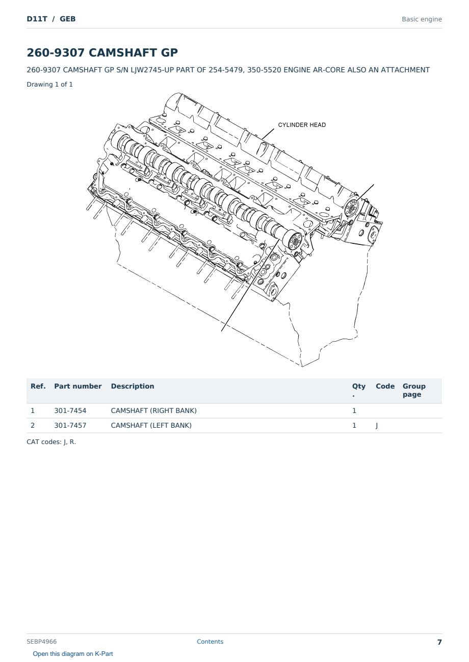 Caterpillar D11T S/N GEB Partsbook SEBP4966 (English) - sample page 7 of 10 Caterpillar D11T S/N GEB Partsbook SEBP4966 (English) - sample page 7 of 10