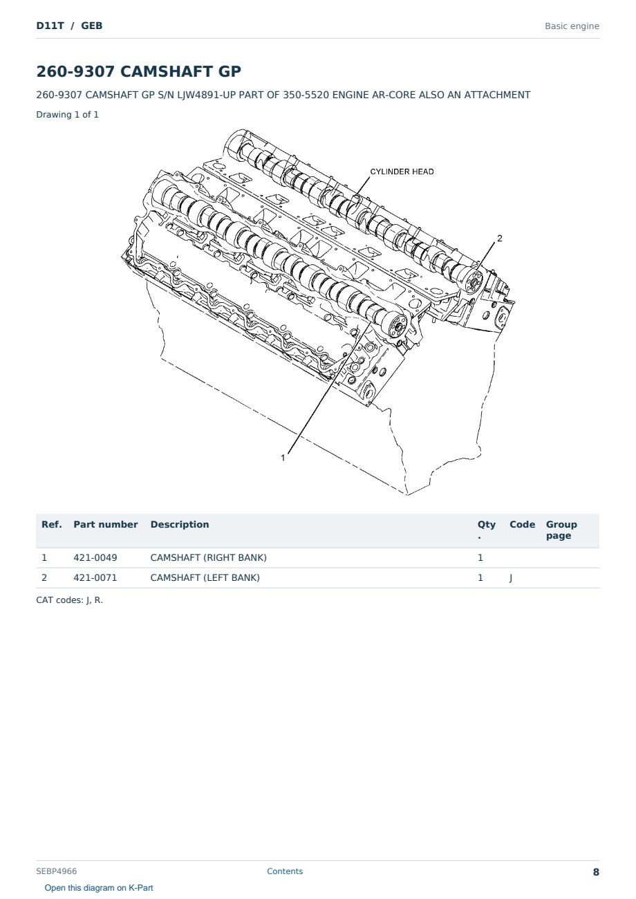 Caterpillar D11T S/N GEB Partsbook SEBP4966 (English) - sample page 8 of 10 Caterpillar D11T S/N GEB Partsbook SEBP4966 (English) - sample page 8 of 10