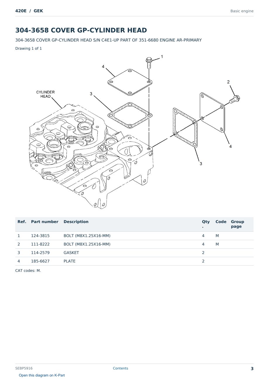 Caterpillar 420E S/N GEK Partsbook SEBP5916 (English) - sample page 3 of 10 Caterpillar 420E S/N GEK Partsbook SEBP5916 (English) - sample page 3 of 10