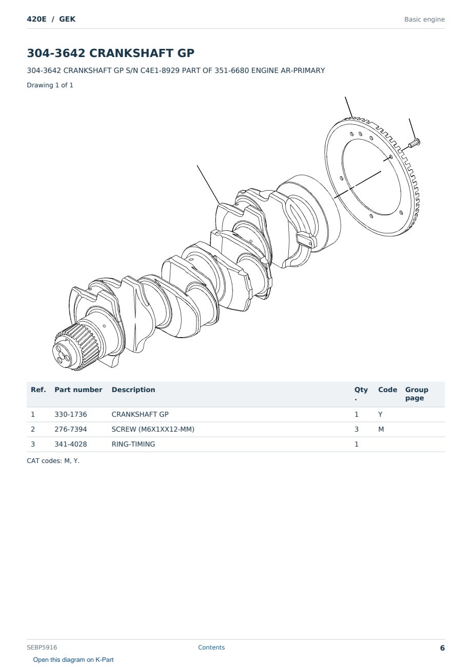 Caterpillar 420E S/N GEK Partsbook SEBP5916 (English) - sample page 6 of 10 Caterpillar 420E S/N GEK Partsbook SEBP5916 (English) - sample page 6 of 10