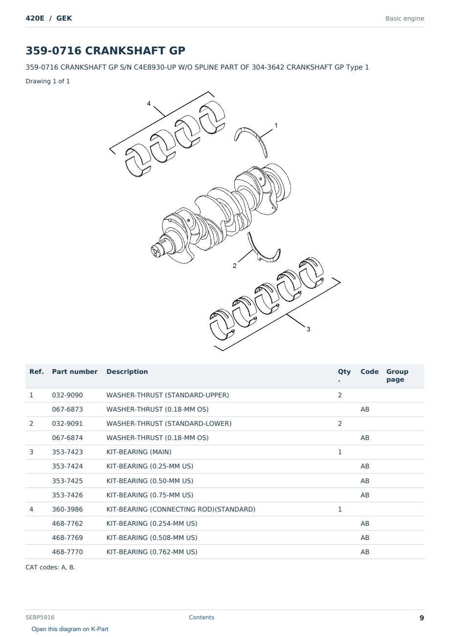 Caterpillar 420E S/N GEK Partsbook SEBP5916 (English) - sample page 9 of 10 Caterpillar 420E S/N GEK Partsbook SEBP5916 (English) - sample page 9 of 10