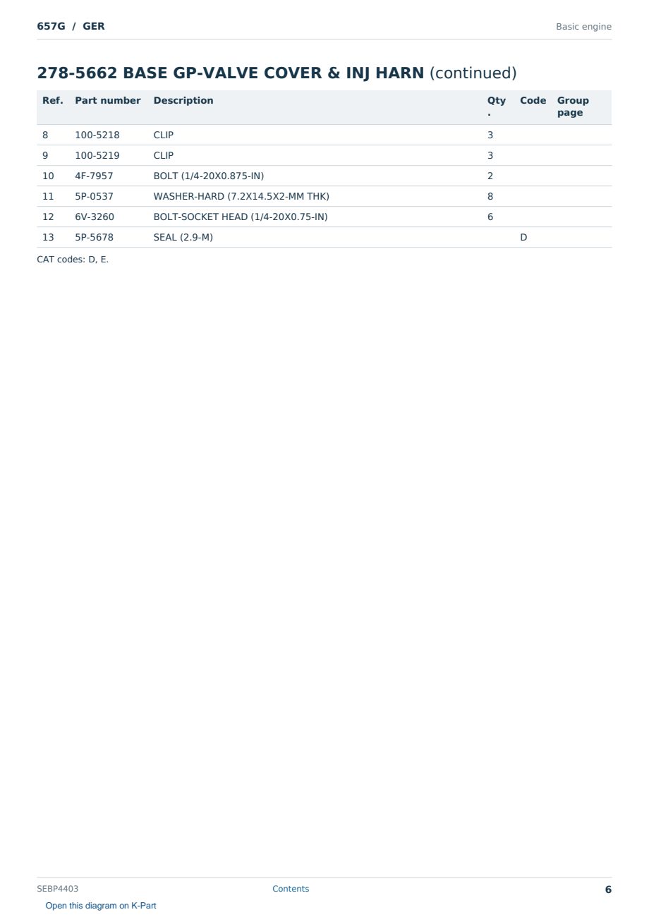 Caterpillar 657G S/N GER Partsbook SEBP4403 (English) - sample page 6 of 10 Caterpillar 657G S/N GER Partsbook SEBP4403 (English) - sample page 6 of 10