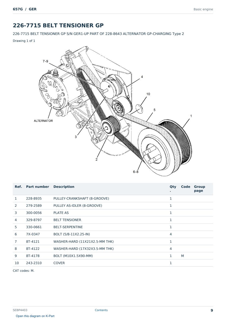 Caterpillar 657G S/N GER Partsbook SEBP4403 (English) - sample page 9 of 10 Caterpillar 657G S/N GER Partsbook SEBP4403 (English) - sample page 9 of 10