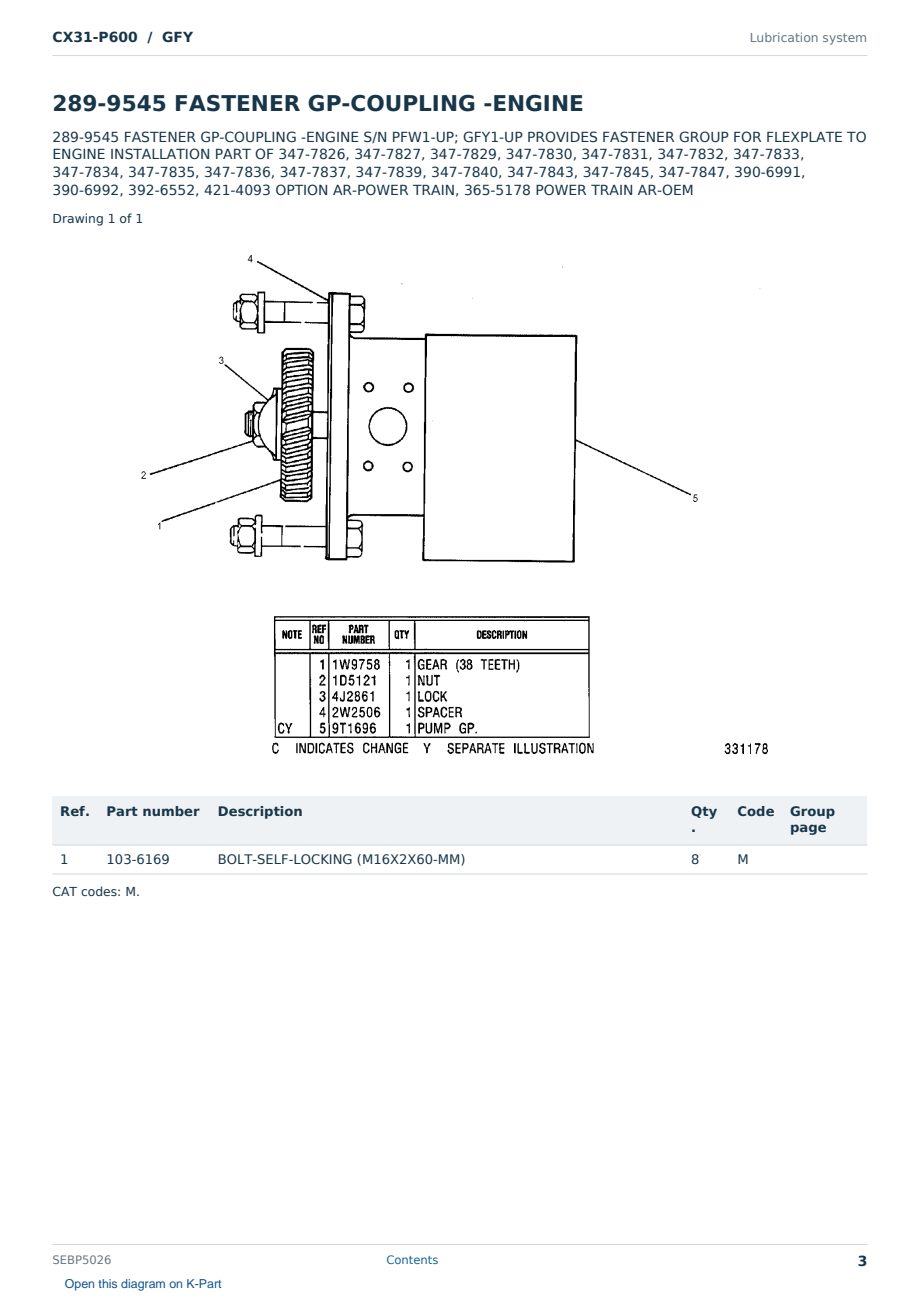 Caterpillar CX31-P600 S/N GFY Partsbook SEBP5026 (English) - sample page 3 of 10 Caterpillar CX31-P600 S/N GFY Partsbook SEBP5026 (English) - sample page 3 of 10