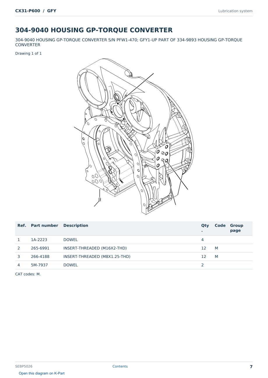 Caterpillar CX31-P600 S/N GFY Partsbook SEBP5026 (English) - sample page 7 of 10 Caterpillar CX31-P600 S/N GFY Partsbook SEBP5026 (English) - sample page 7 of 10