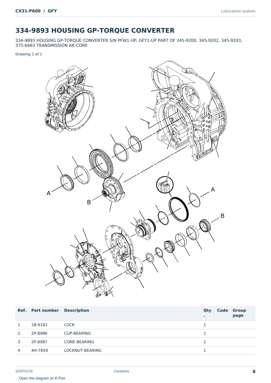 Caterpillar CX31-P600 S/N GFY Partsbook SEBP5026 (English) - sample page 8 of 10 Caterpillar CX31-P600 S/N GFY Partsbook SEBP5026 (English) - sample page 8 of 10