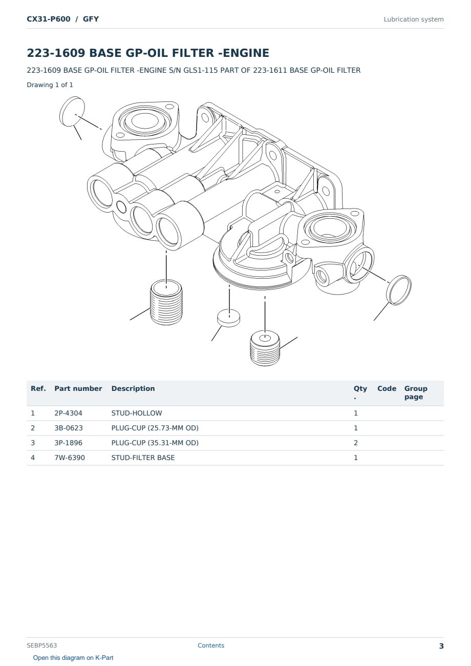 Caterpillar CX31-P600 S/N GFY Partsbook SEBP5563 (English) - sample page 3 of 10 Caterpillar CX31-P600 S/N GFY Partsbook SEBP5563 (English) - sample page 3 of 10