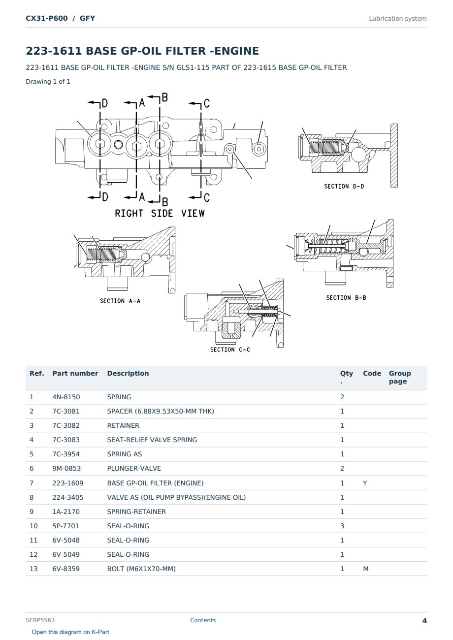 Caterpillar CX31-P600 S/N GFY Partsbook SEBP5563 (English) - sample page 4 of 10 Caterpillar CX31-P600 S/N GFY Partsbook SEBP5563 (English) - sample page 4 of 10