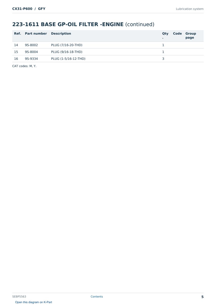 Caterpillar CX31-P600 S/N GFY Partsbook SEBP5563 (English) - sample page 5 of 10 Caterpillar CX31-P600 S/N GFY Partsbook SEBP5563 (English) - sample page 5 of 10