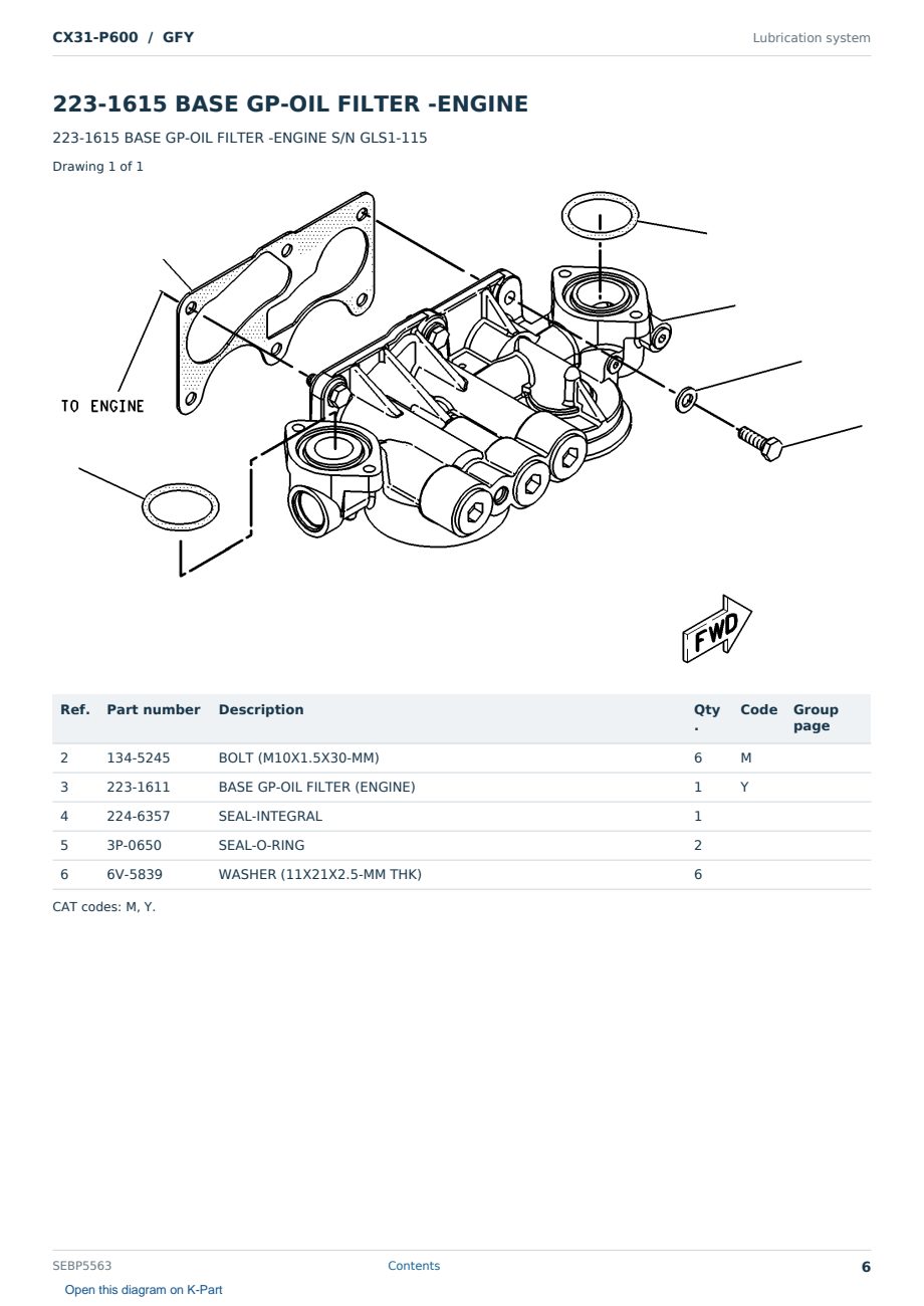 Caterpillar CX31-P600 S/N GFY Partsbook SEBP5563 (English) - sample page 6 of 10 Caterpillar CX31-P600 S/N GFY Partsbook SEBP5563 (English) - sample page 6 of 10
