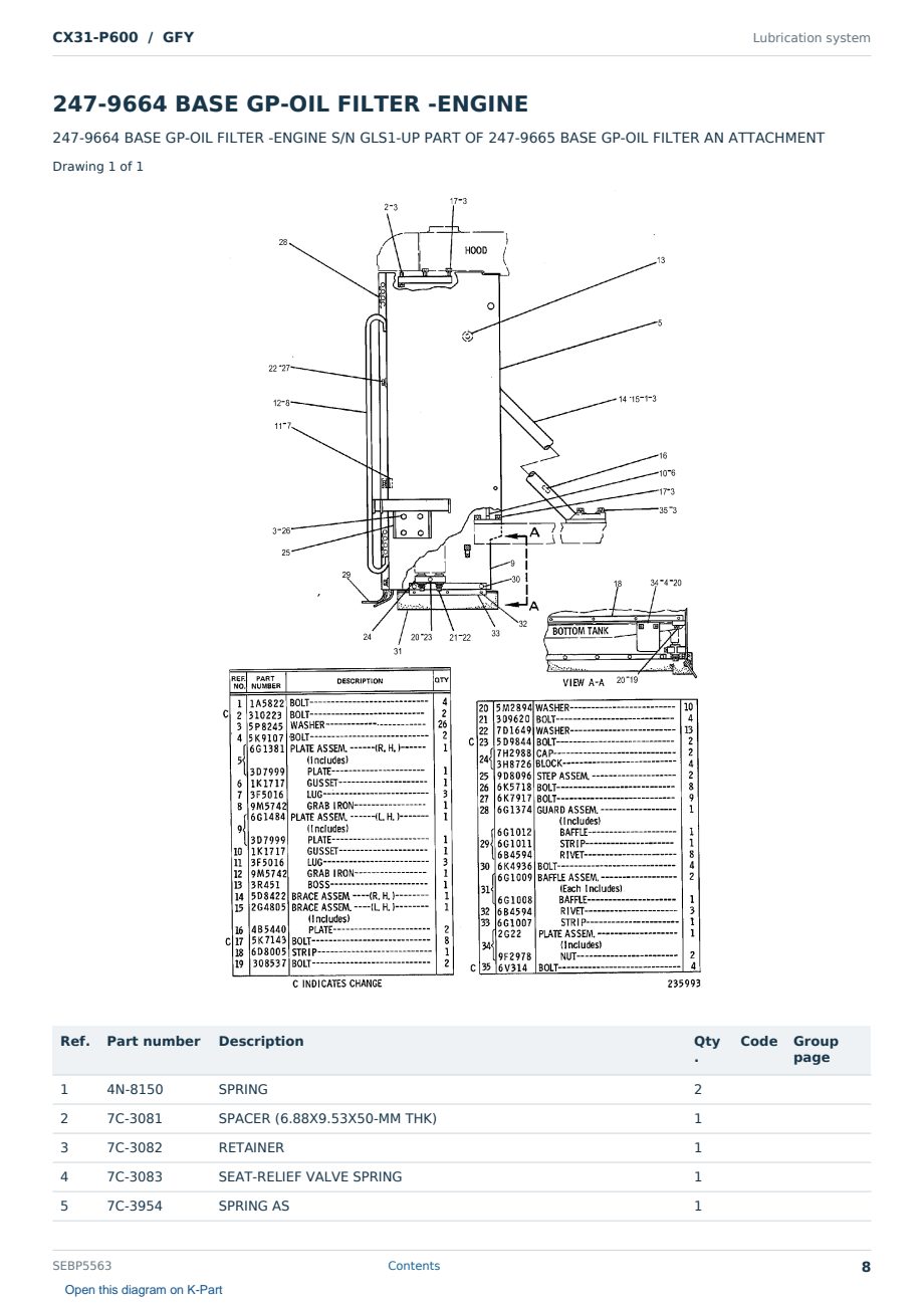 Caterpillar CX31-P600 S/N GFY Partsbook SEBP5563 (English) - sample page 8 of 10 Caterpillar CX31-P600 S/N GFY Partsbook SEBP5563 (English) - sample page 8 of 10