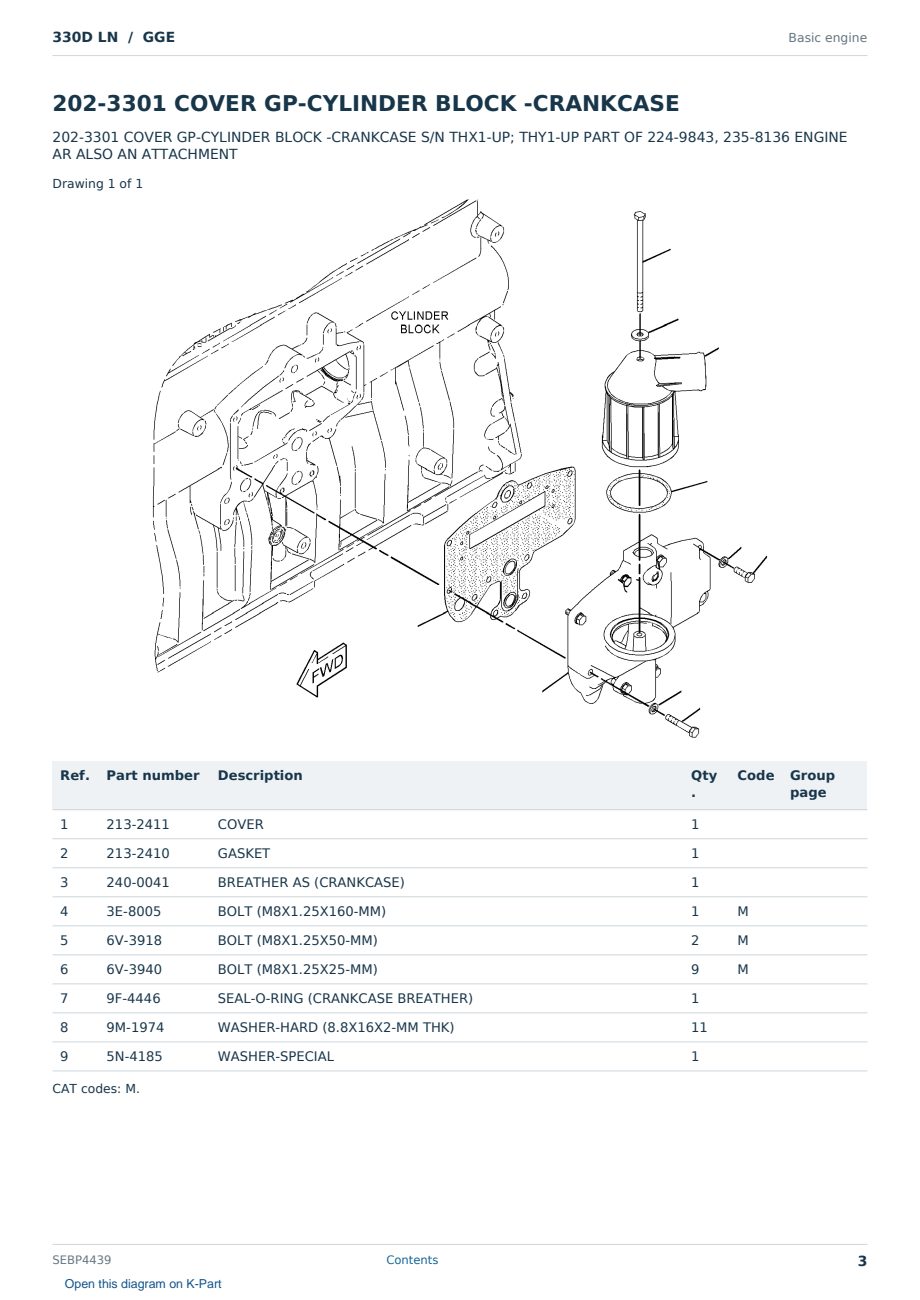 Caterpillar 330D LN S/N GGE Partsbook SEBP4439 (English) - sample page 3 of 10 Caterpillar 330D LN S/N GGE Partsbook SEBP4439 (English) - sample page 3 of 10