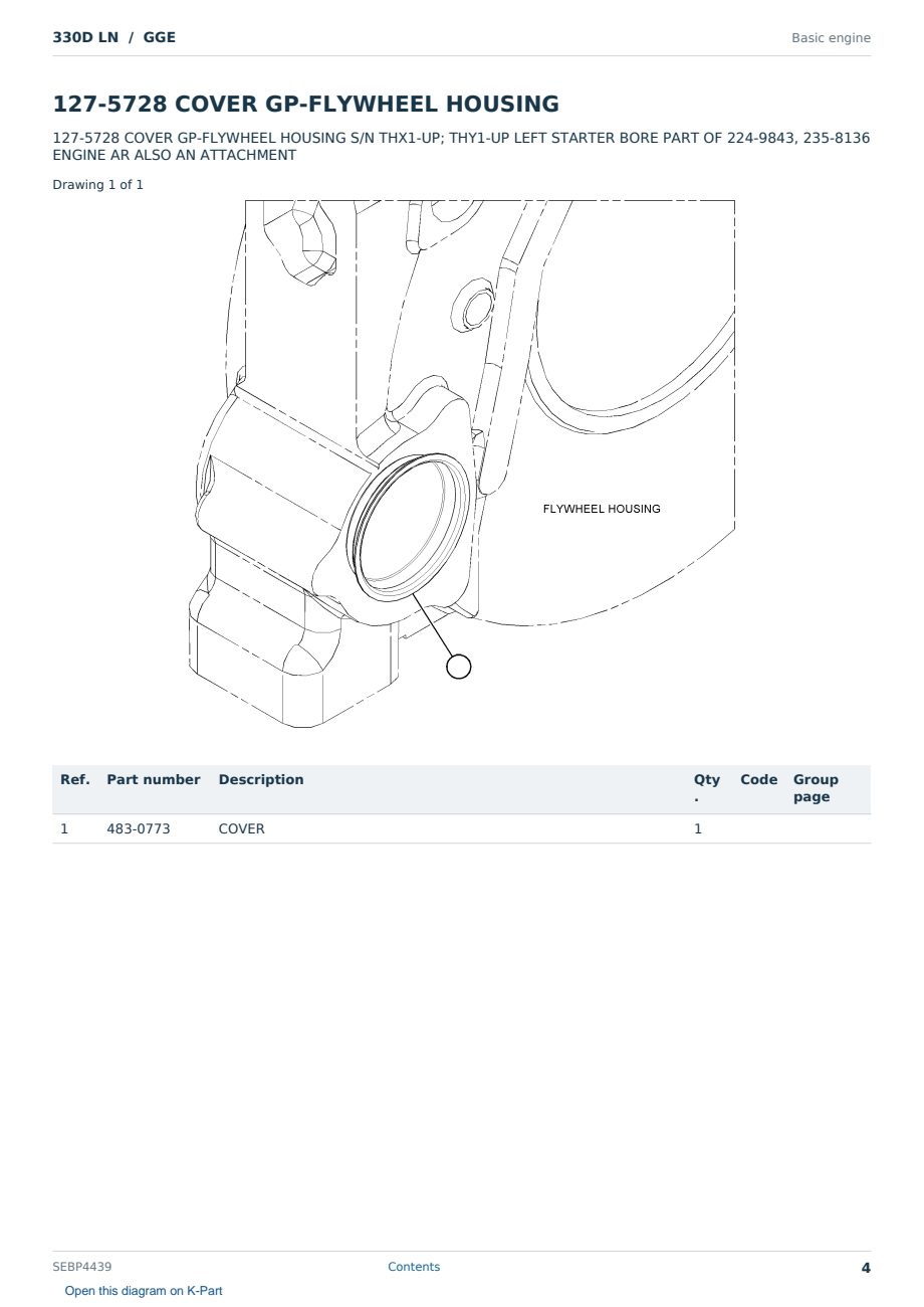 Caterpillar 330D LN S/N GGE Partsbook SEBP4439 (English) - sample page 4 of 10 Caterpillar 330D LN S/N GGE Partsbook SEBP4439 (English) - sample page 4 of 10