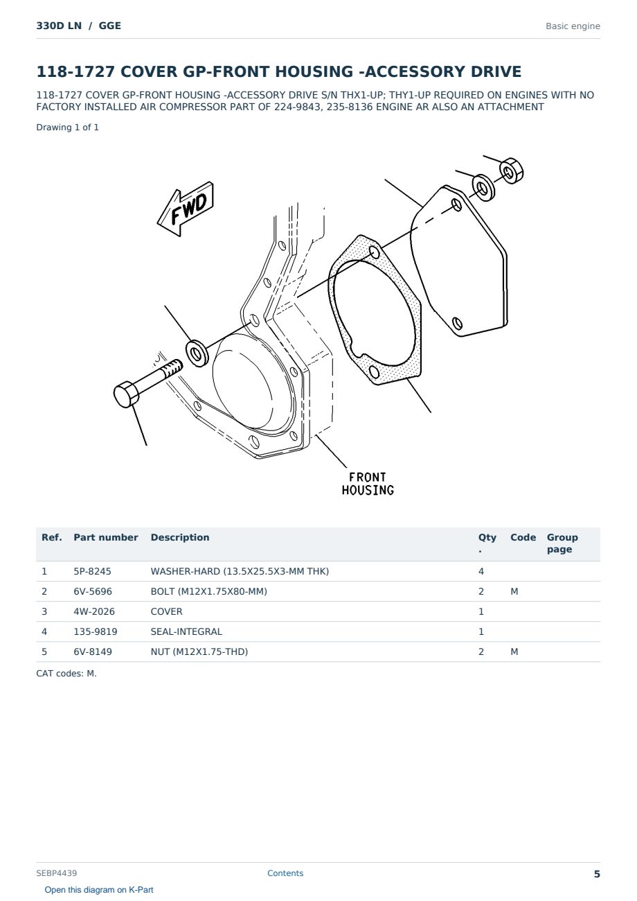 Caterpillar 330D LN S/N GGE Partsbook SEBP4439 (English) - sample page 5 of 10 Caterpillar 330D LN S/N GGE Partsbook SEBP4439 (English) - sample page 5 of 10