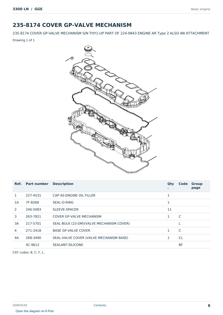 Caterpillar 330D LN S/N GGE Partsbook SEBP4439 (English) - sample page 8 of 10 Caterpillar 330D LN S/N GGE Partsbook SEBP4439 (English) - sample page 8 of 10