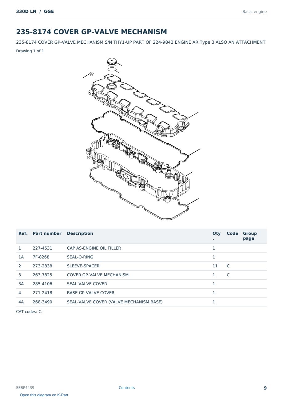 Caterpillar 330D LN S/N GGE Partsbook SEBP4439 (English) - sample page 9 of 10 Caterpillar 330D LN S/N GGE Partsbook SEBP4439 (English) - sample page 9 of 10
