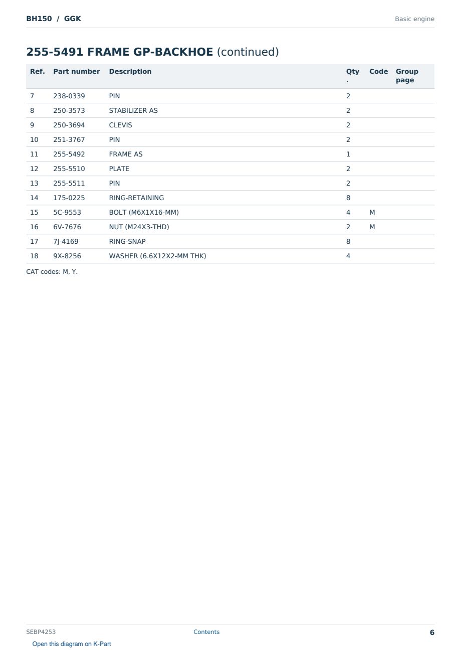 Caterpillar BH150 S/N GGK Partsbook SEBP4253 (English) - sample page 6 of 10 Caterpillar BH150 S/N GGK Partsbook SEBP4253 (English) - sample page 6 of 10