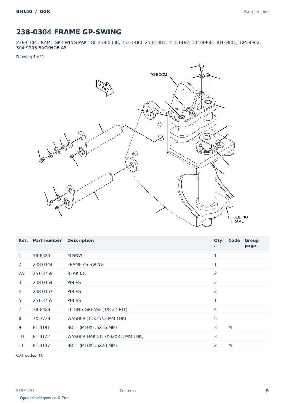 Caterpillar BH150 S/N GGK Partsbook SEBP4253 (English) - sample page 9 of 10 Caterpillar BH150 S/N GGK Partsbook SEBP4253 (English) - sample page 9 of 10