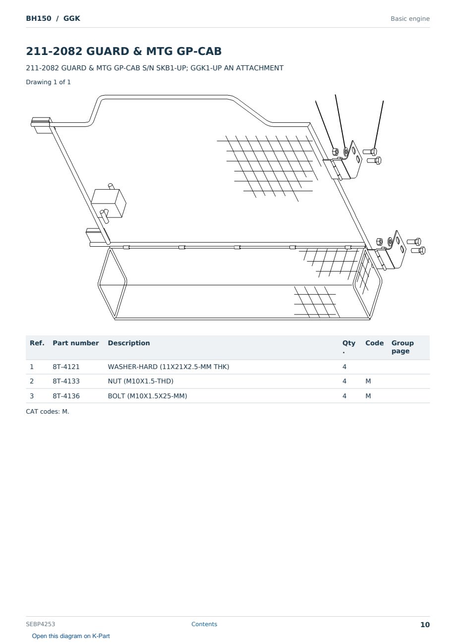 Caterpillar BH150 S/N GGK Partsbook SEBP4253 (English) - sample page 10 of 10 Caterpillar BH150 S/N GGK Partsbook SEBP4253 (English) - sample page 10 of 10