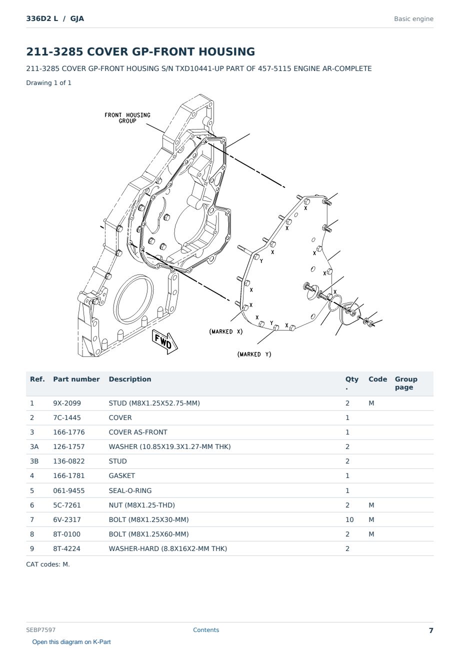 Caterpillar 336D2 L S/N GJA Partsbook SEBP7597 (English) - sample page 7 of 10 Caterpillar 336D2 L S/N GJA Partsbook SEBP7597 (English) - sample page 7 of 10