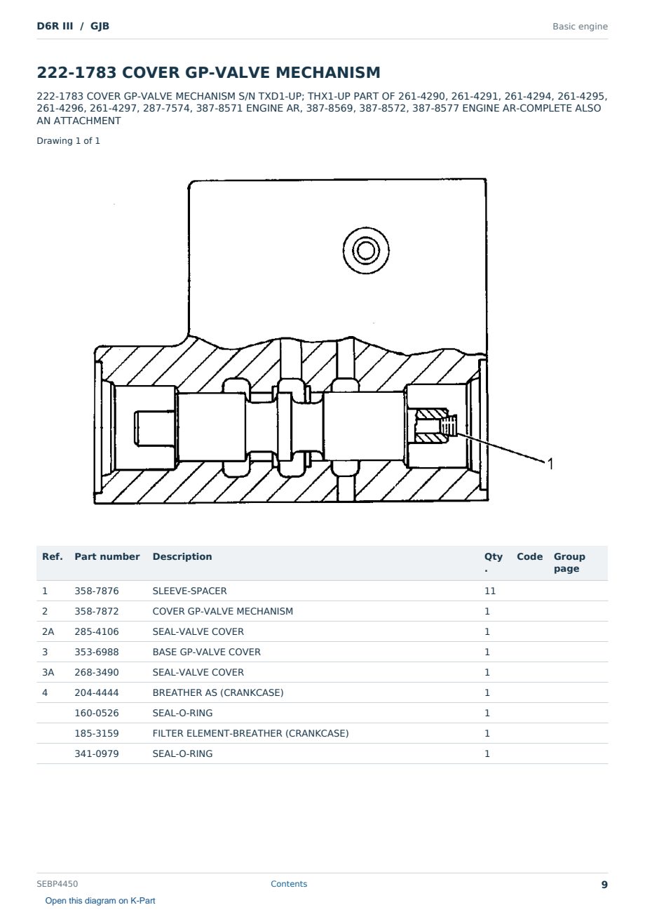 Caterpillar D6R III S/N GJB Partsbook SEBP4450 (English) - sample page 9 of 10 Caterpillar D6R III S/N GJB Partsbook SEBP4450 (English) - sample page 9 of 10