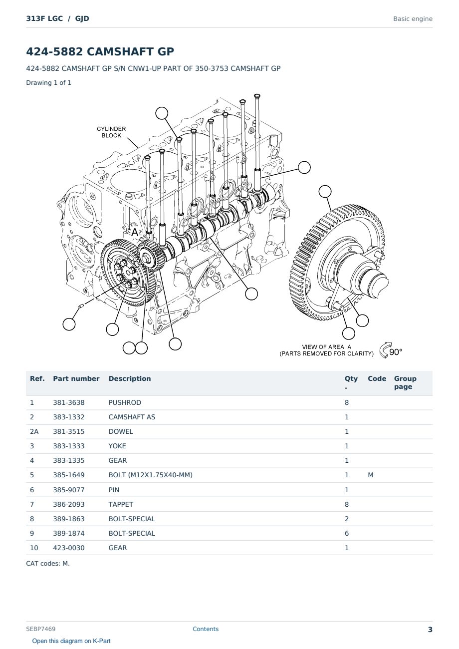 Caterpillar 313F LGC S/N GJD Partsbook SEBP7469 (English) - sample page 3 of 10 Caterpillar 313F LGC S/N GJD Partsbook SEBP7469 (English) - sample page 3 of 10