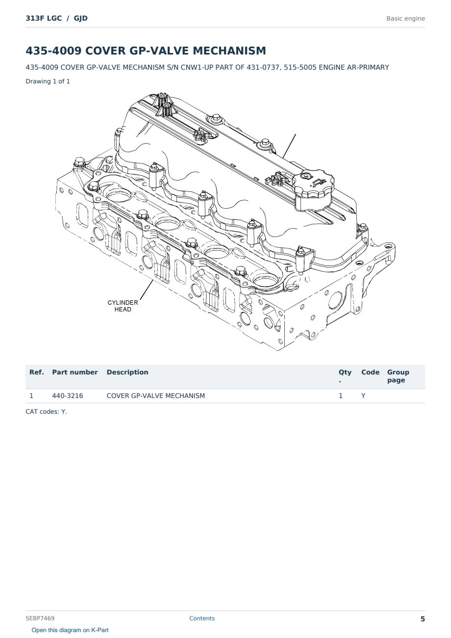 Caterpillar 313F LGC S/N GJD Partsbook SEBP7469 (English) - sample page 5 of 10 Caterpillar 313F LGC S/N GJD Partsbook SEBP7469 (English) - sample page 5 of 10