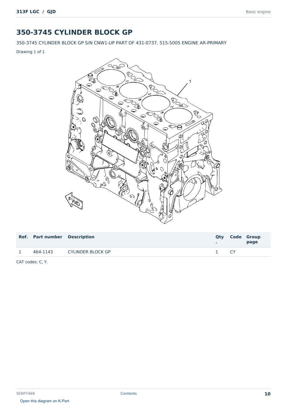 Caterpillar 313F LGC S/N GJD Partsbook SEBP7469 (English) - sample page 10 of 10 Caterpillar 313F LGC S/N GJD Partsbook SEBP7469 (English) - sample page 10 of 10