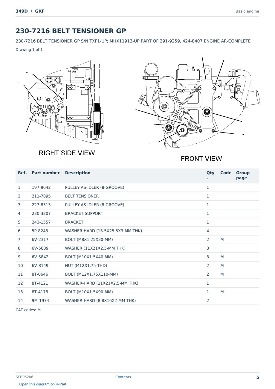 Caterpillar 349D S/N GKF Partsbook SEBP6206 (English) - sample page 5 of 10 Caterpillar 349D S/N GKF Partsbook SEBP6206 (English) - sample page 5 of 10