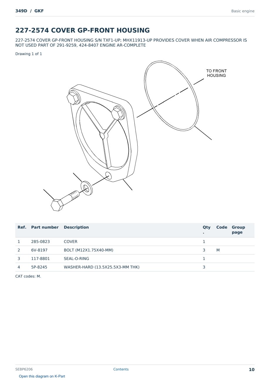 Caterpillar 349D S/N GKF Partsbook SEBP6206 (English) - sample page 10 of 10 Caterpillar 349D S/N GKF Partsbook SEBP6206 (English) - sample page 10 of 10