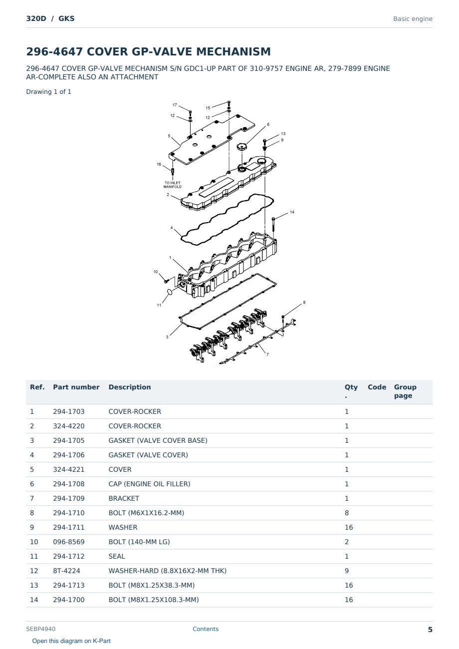 Caterpillar 320D S/N GKS Partsbook SEBP4940 (English) - sample page 5 of 10 Caterpillar 320D S/N GKS Partsbook SEBP4940 (English) - sample page 5 of 10